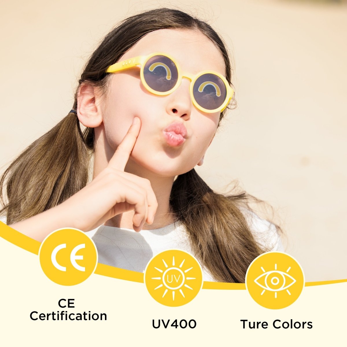 Round Kids & Baby Sunglasses Sunlight Yellow | 0 - 12 years - SmileyWorld