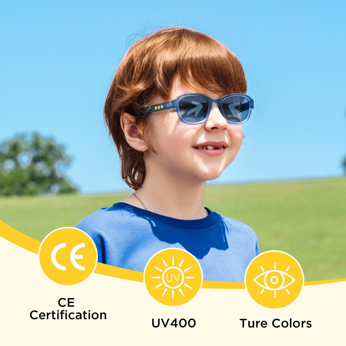 Square Kids Sunglasses Sea Blue | 3 - 12 Years - SmileyWorld